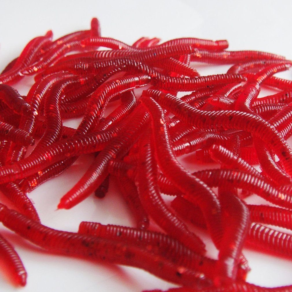 Hunting Hobby 10Pcs Red Soft Earthworm Fishing Bait Worm Lures