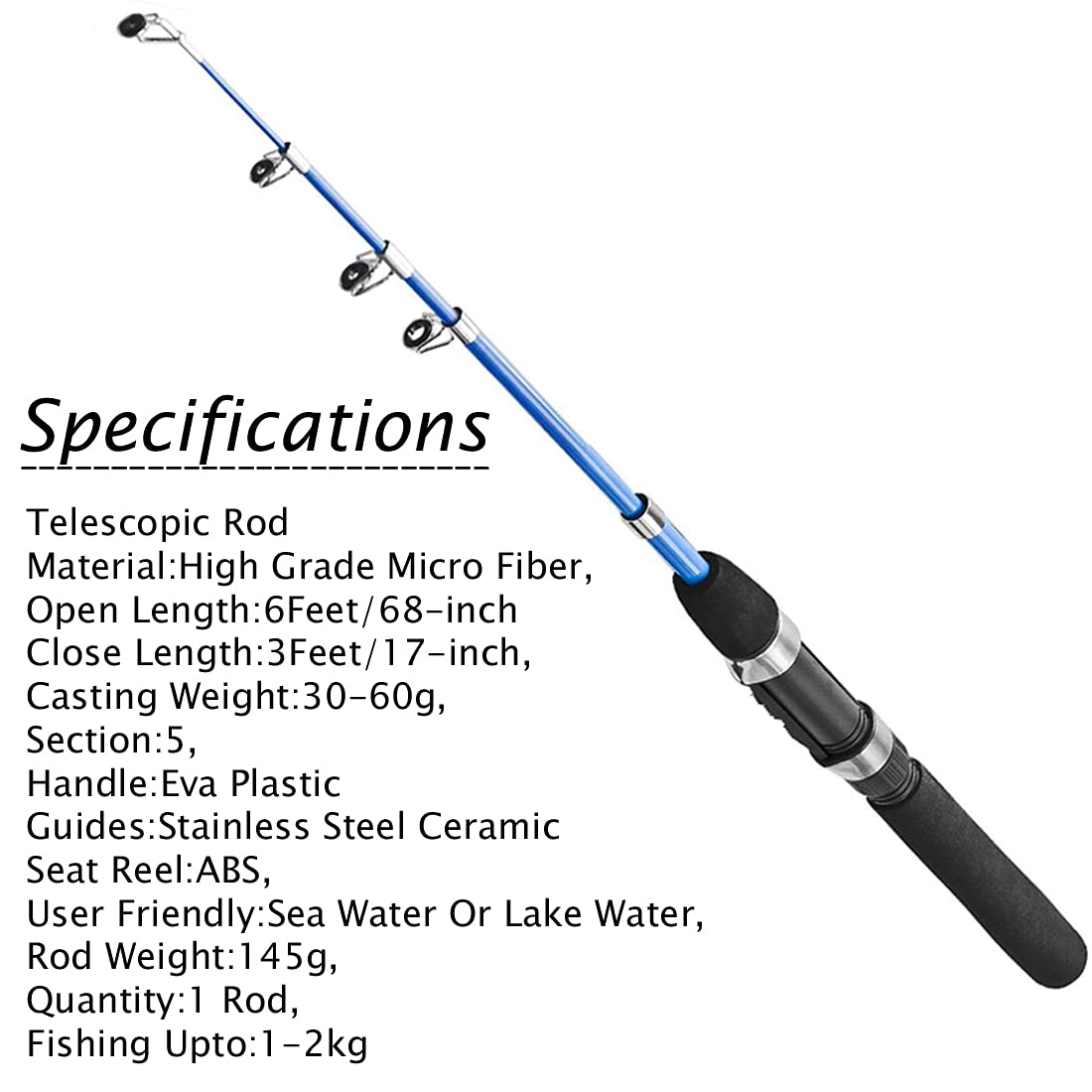 Hunting Hobby Telescopic Fishing Rod Spinning 1.80m (6 Feet)