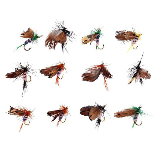 Butterfly Design Dry Fly Fishing Flies Fish Lure Hook- 12pcs